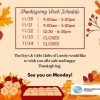 2023 Thanksgiving Schedule